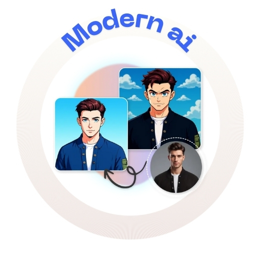 Portrait converted into anime and manga-style art with AI filters